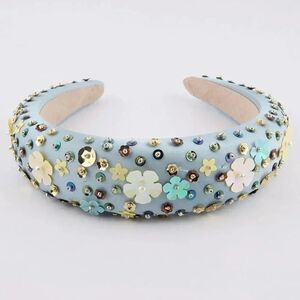 Flower Momma Flower Embellished Padded Headband BABY BLUE